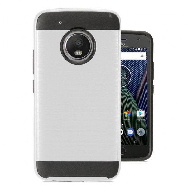 Wholesale Motorola Moto E4 Armor Hybrid Case (Silver)